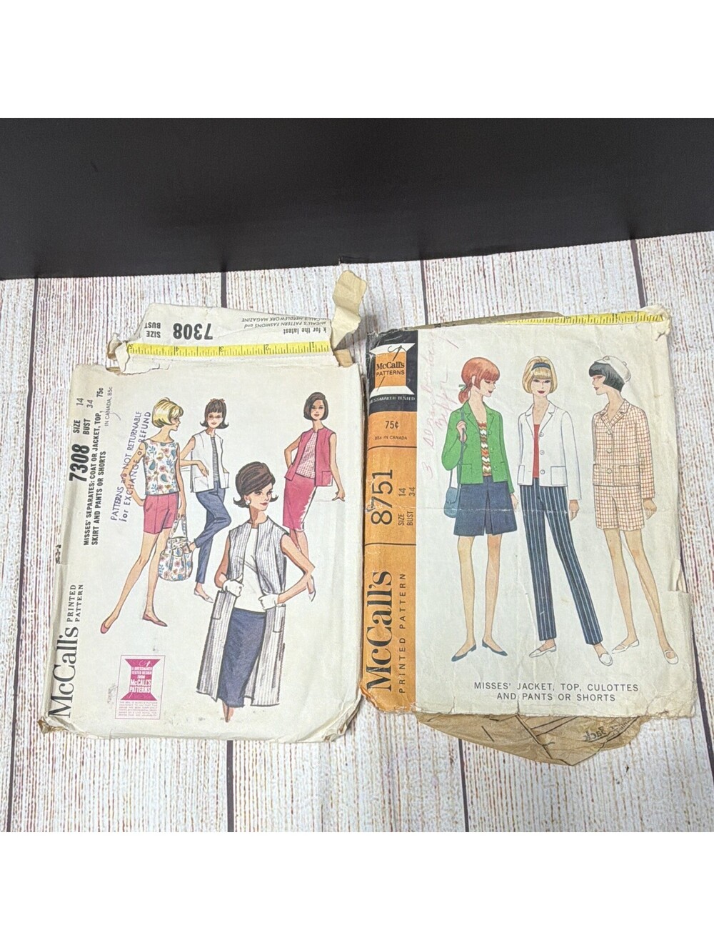 McCall’s Vintage Original Women’s Sportswear Sewing Patterns Lot #7308 #8751